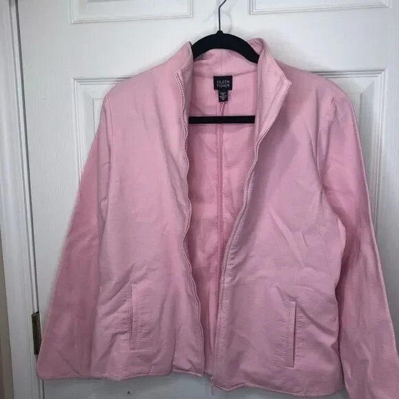 Eileen Fisher pink zip front jacket with pockets size medium - Picture 5 of 13